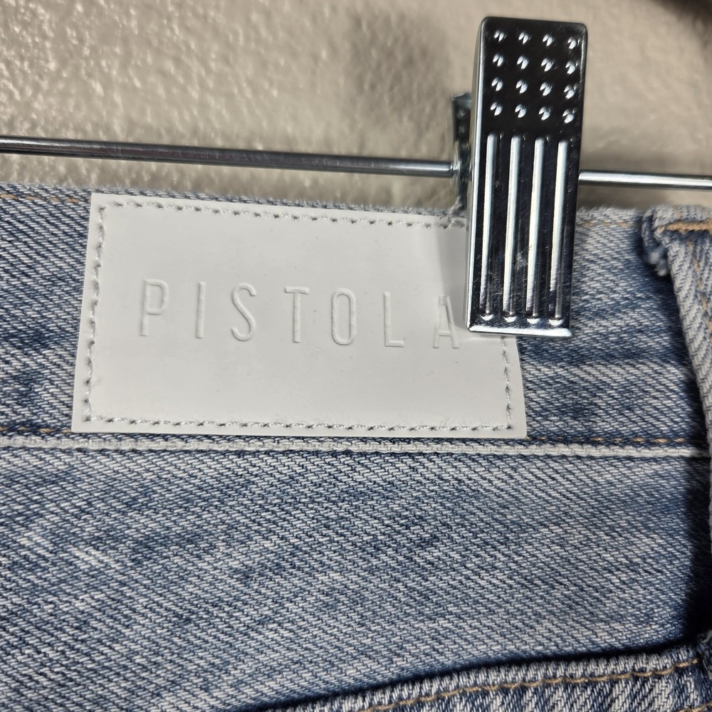 Pistola‎ Alice Denim Midi Skirt Women Size 25 Light High Rise Front Slit Raw Hem - Picture 7 of 10